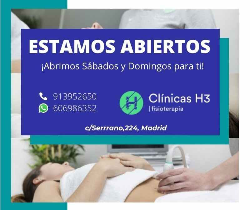 Fisio Madrid Sabados. Fisioterapia cerca de mi clinicas H3